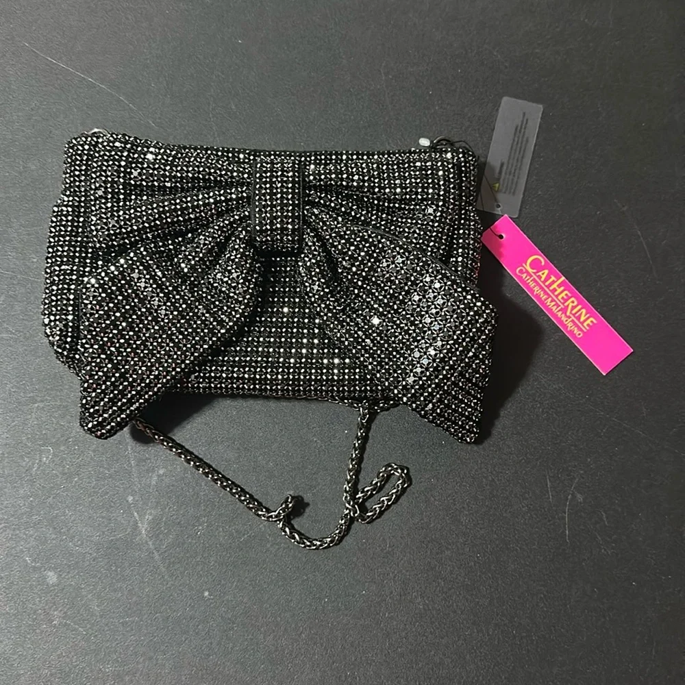 Catherine Malandrino Black Crystal Bow Crossbody